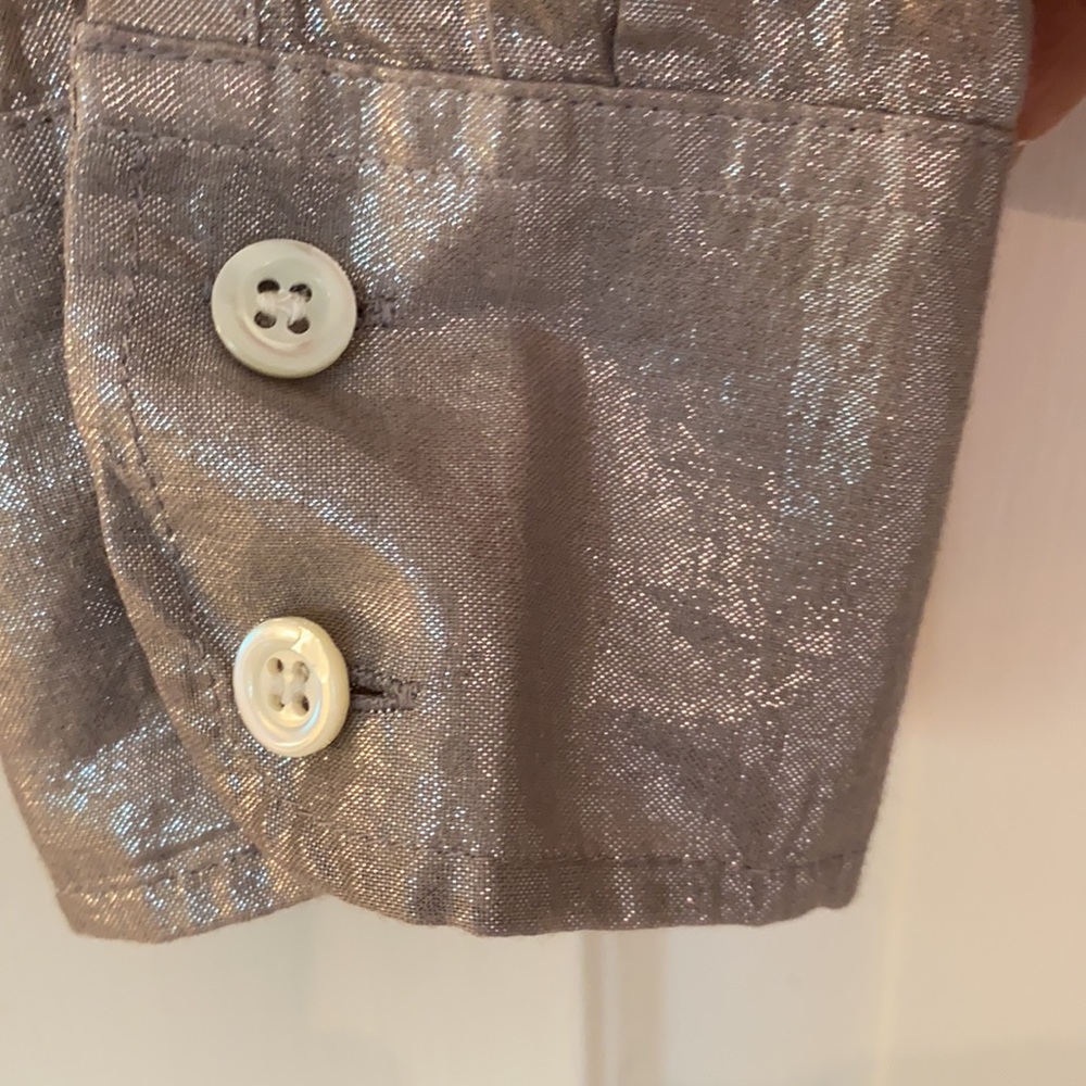 J. Crew Metallic Taupe Button-Up Blouse - Picture 4 of 5